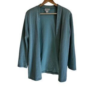Ruth Norman‎ Shimmer Cardigan Duster Open Front Sparkle Knit Top Large vintage